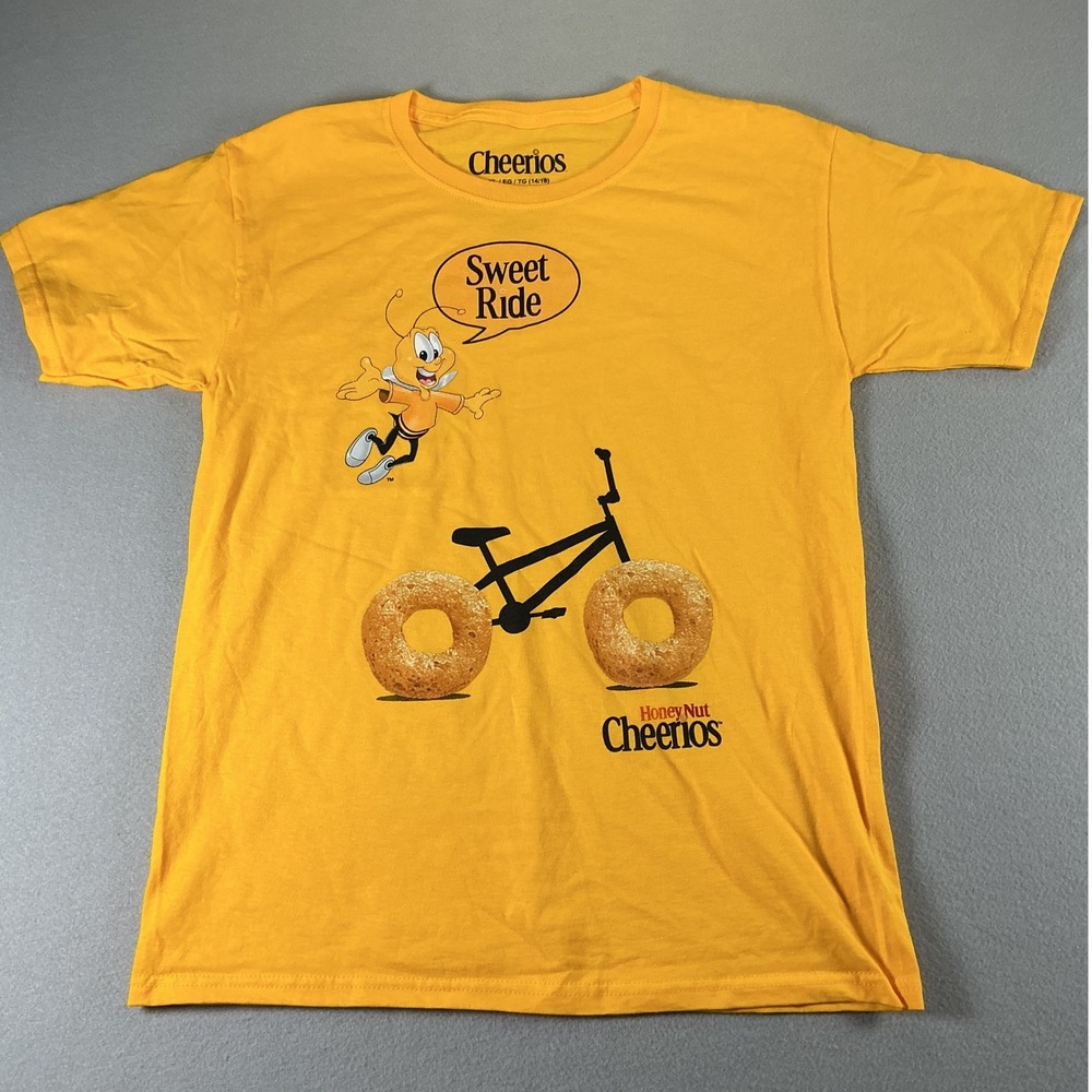 Honey Nut Cheerios Sweet Ride Graphic T Shirt Youth XL 14-16 Yellow Bicycle Teel